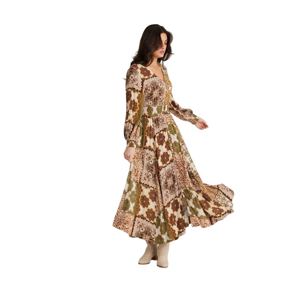 Talisman $199 Halcyon Paisley Gardens Print Maxi Dress Size S